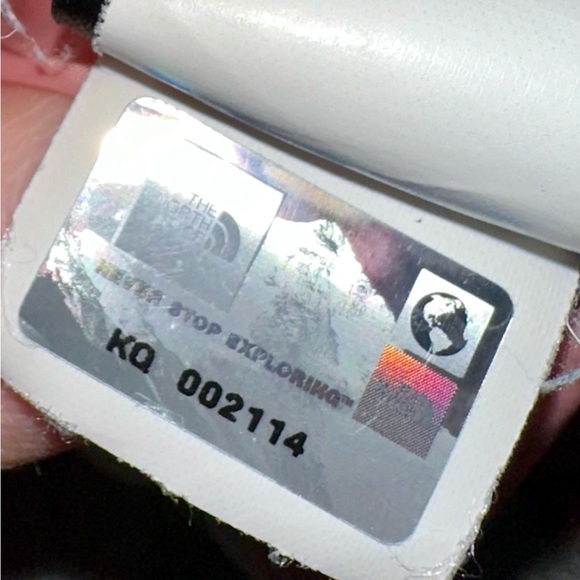 The North Face 550 Down Faux Fur Trim Hood Long Puffer Jacket Pink & Light Gray - Picture 11 of 12